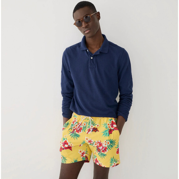 J.CREW Other - NWOT J. CREW 6" Stretch Swim Trunk in Floral Print, Hawaiian Floral, Medium $69